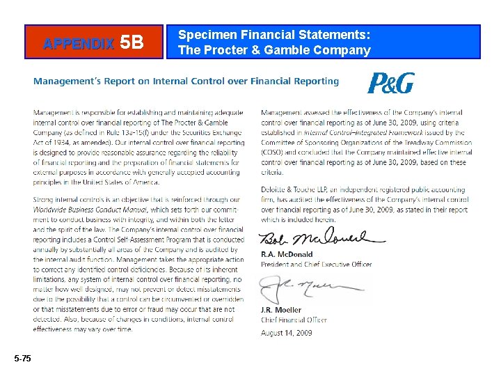 APPENDIX 5 -75 5 B Specimen Financial Statements: The Procter & Gamble Company 