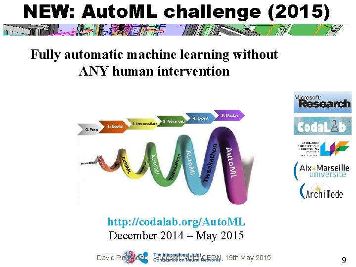 NEW: Auto. ML challenge (2015) Fully automatic machine learning without ANY human intervention http: