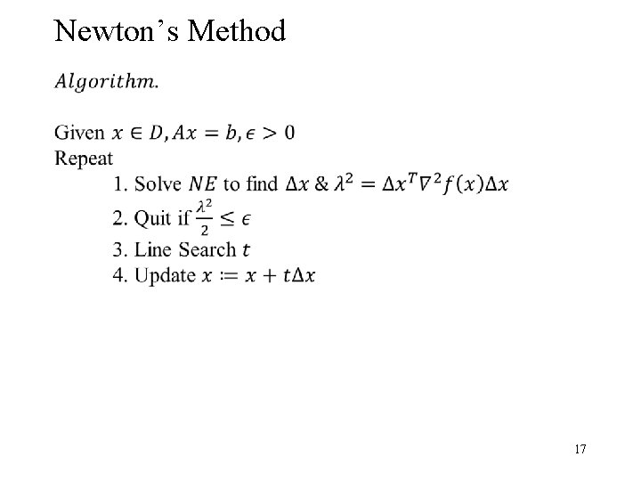 Newton’s Method 17 