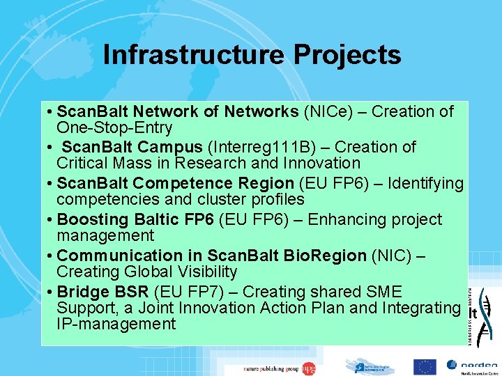 Infrastructure Projects • Scan. Balt Network of Networks (NICe) – Creation of One-Stop-Entry •