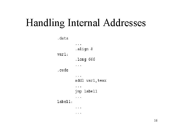 Handling Internal Addresses 16 