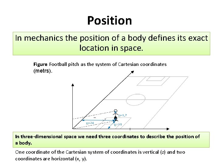 Position In mechanics the position of a body defines its exact location in space.
