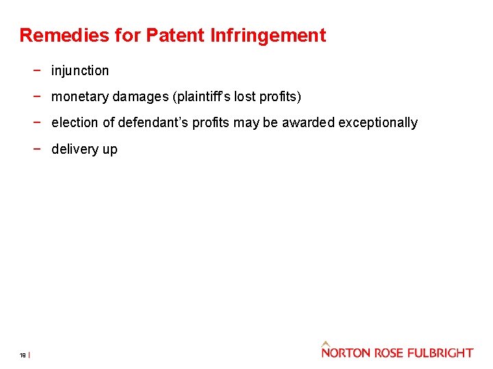 Remedies for Patent Infringement − injunction − monetary damages (plaintiff’s lost profits) − election