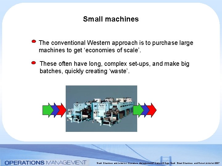 Small machines The conventional Western approach is to purchase large machines to get ‘economies