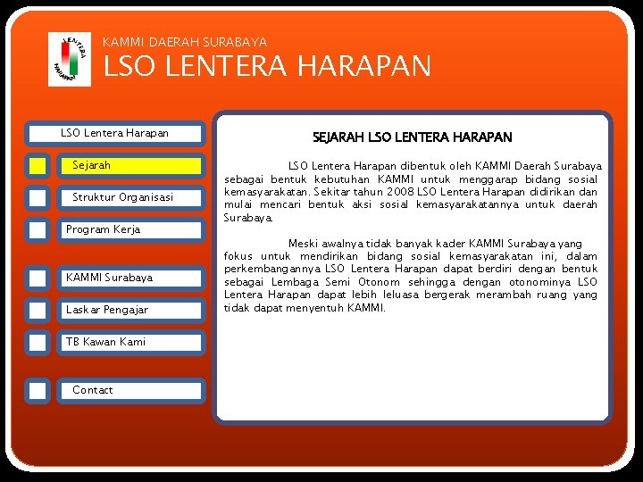 KAMMI DAERAH SURABAYA LSO LENTERA HARAPAN LSO Lentera Harapan Sejarah Struktur Organisasi Program Kerja