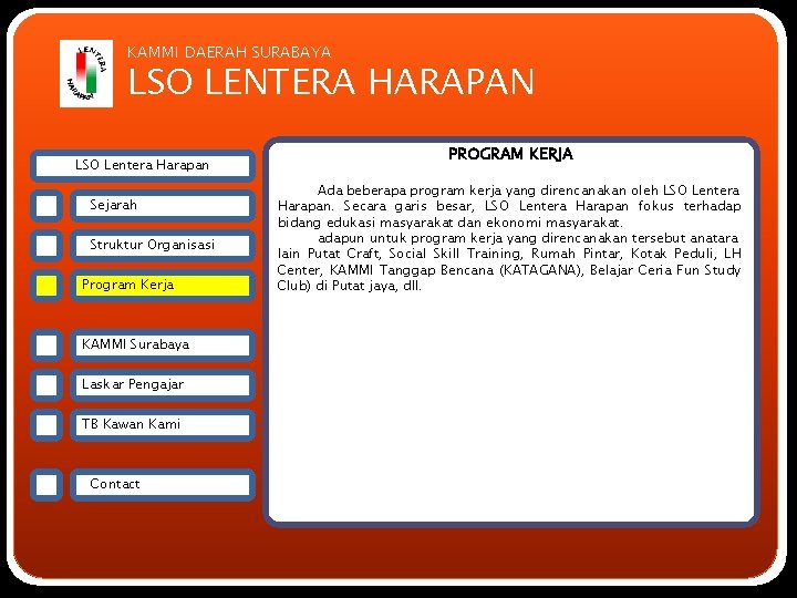 KAMMI DAERAH SURABAYA LSO LENTERA HARAPAN LSO Lentera Harapan Sejarah Struktur Organisasi Program Kerja