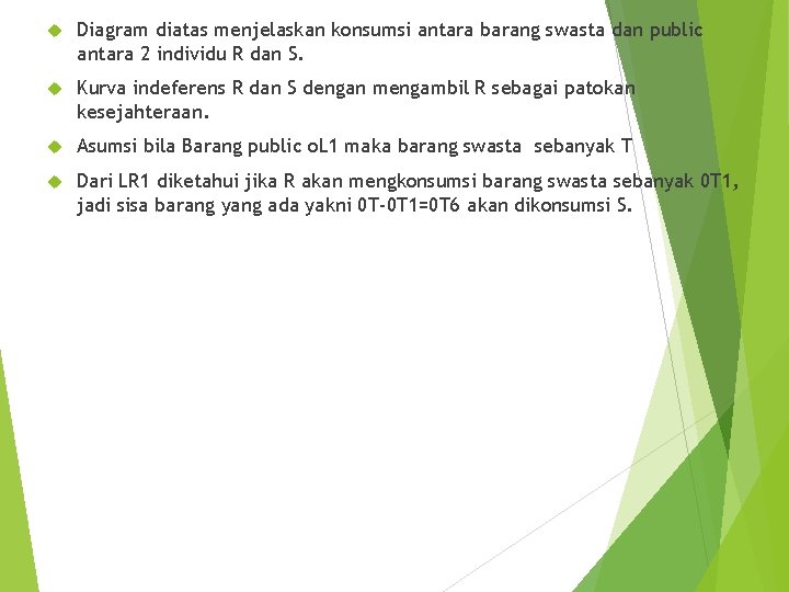 Diagram diatas menjelaskan konsumsi antara barang swasta dan public antara 2 individu R