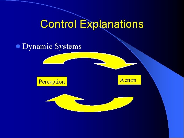 Control Explanations l Dynamic Systems Perception Action 