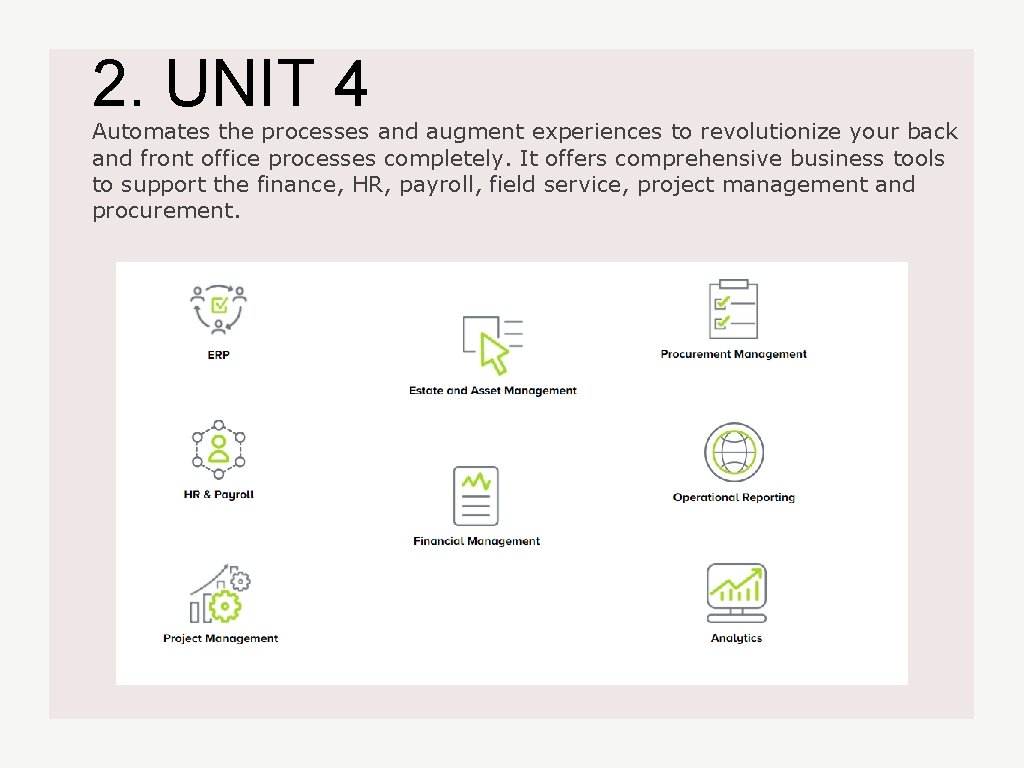 2. UNIT 4 Automates the processes and augment experiences to revolutionize your back and