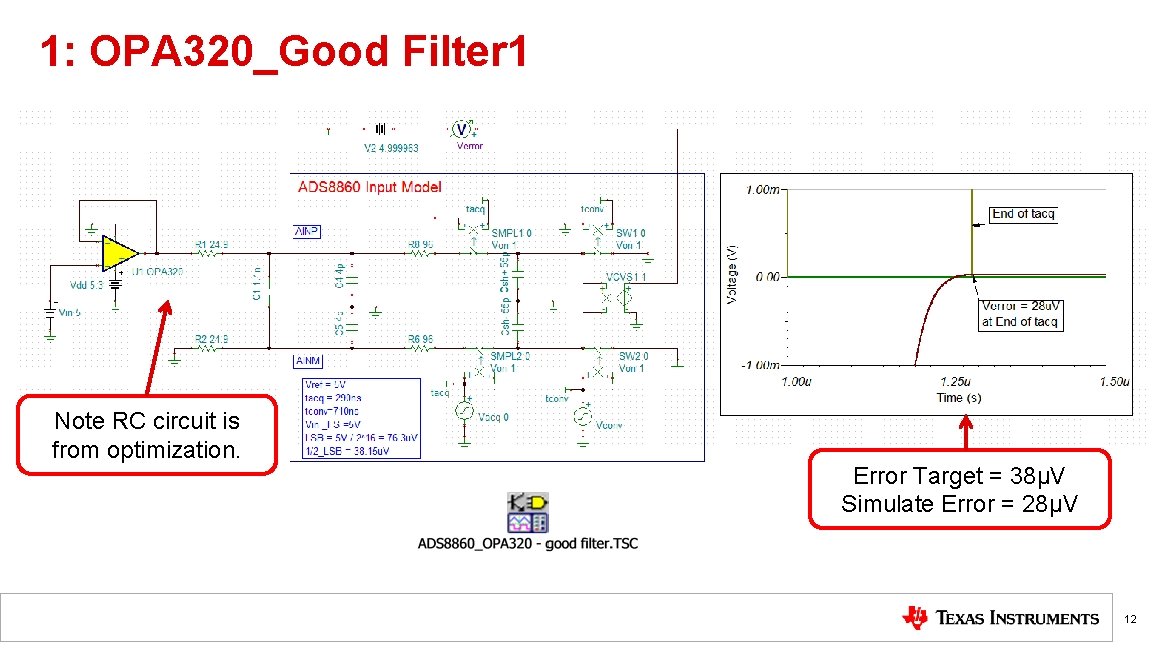 1: OPA 320_Good Filter 1 Note RC circuit is from optimization. Error Target =