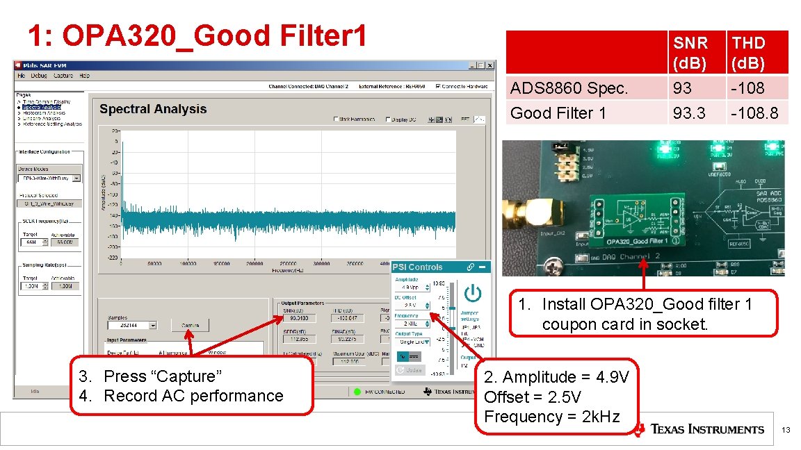 1: OPA 320_Good Filter 1 ADS 8860 Spec. Good Filter 1 SNR (d. B)