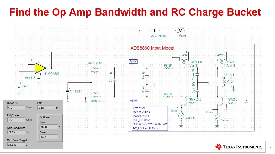 Find the Op Amp Bandwidth and RC Charge Bucket 7 