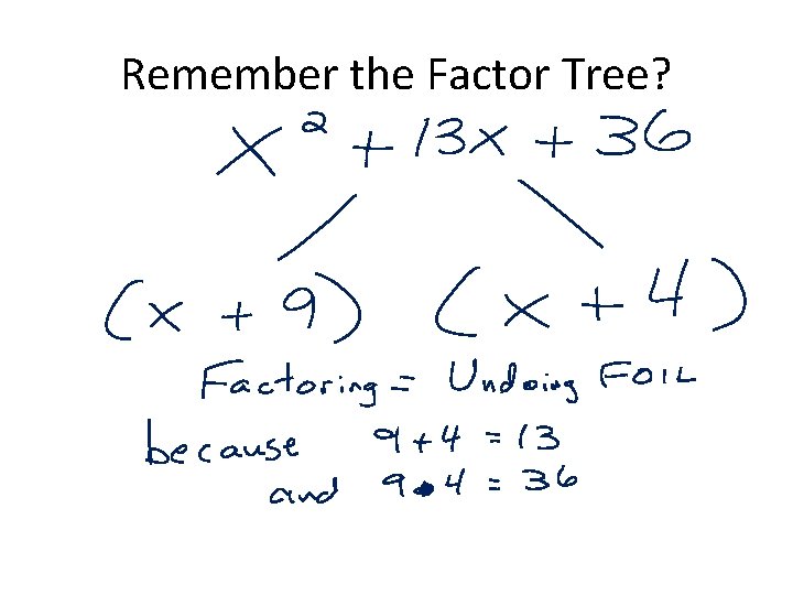 Remember the Factor Tree? 
