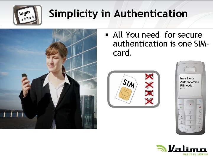 Simplicity in Authentication § All You need for secure authentication is one SIMcard. Insert