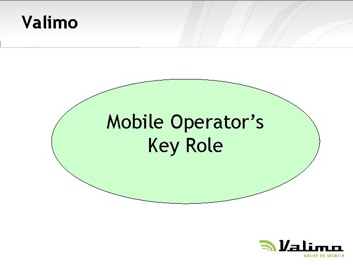 Valimo Mobile Operator’s Key Role 