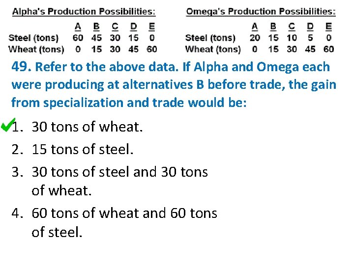 49. Refer to the above data. If Alpha and Omega each were producing at