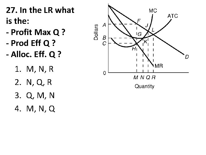 27. In the LR what is the: - Profit Max Q ? - Prod