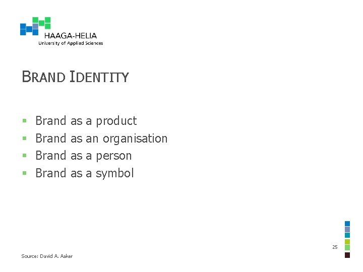 BRAND IDENTITY § § Brand as a product Brand as an organisation Brand as BRAND IDENTITY § § Brand as a product Brand as an organisation Brand as