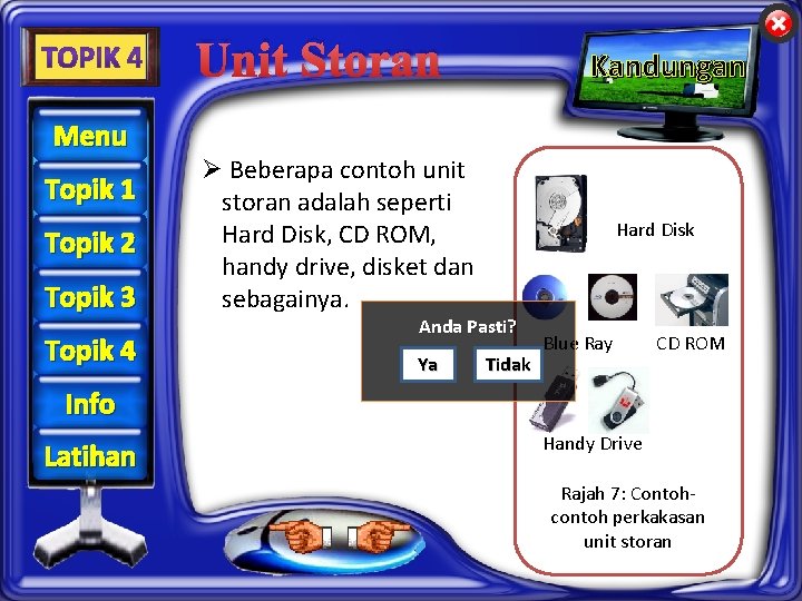 Unit Storan Menu Topik 1 Topik 2 Topik 3 Topik 4 Kandungan Ø Beberapa