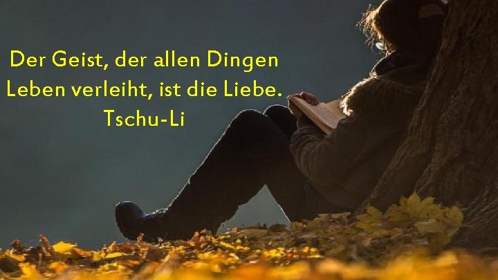 Der Geist, der allen Dingen Leben verleiht, ist die Liebe. Tschu-Li 