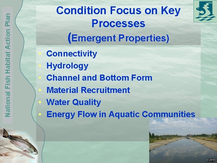 National Fish Habitat Action Plan Condition Focus on Key Processes (Emergent Properties) • •