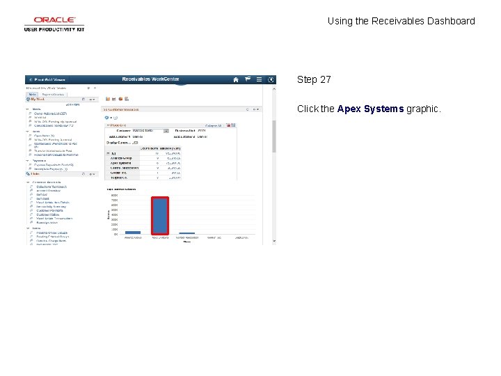 Using the Receivables Dashboard Step 27 Click the Apex Systems graphic. 