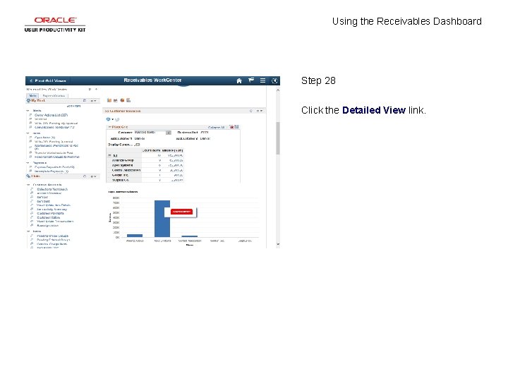 Using the Receivables Dashboard Step 28 Click the Detailed View link. 