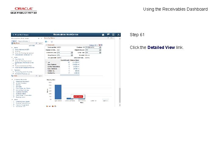 Using the Receivables Dashboard Step 61 Click the Detailed View link. 
