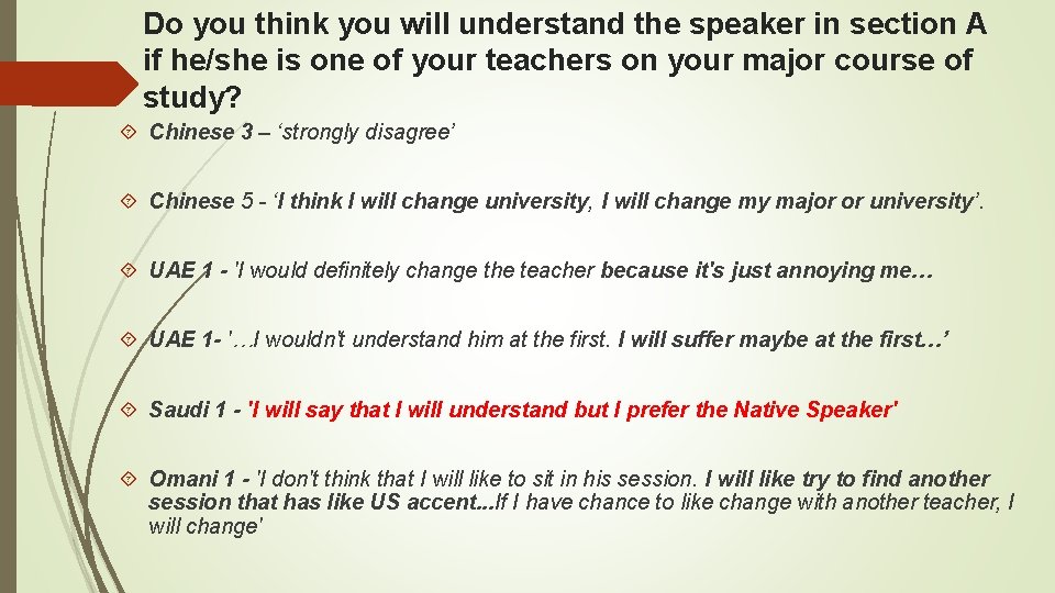 Do you think you will understand the speaker in section A if he/she is