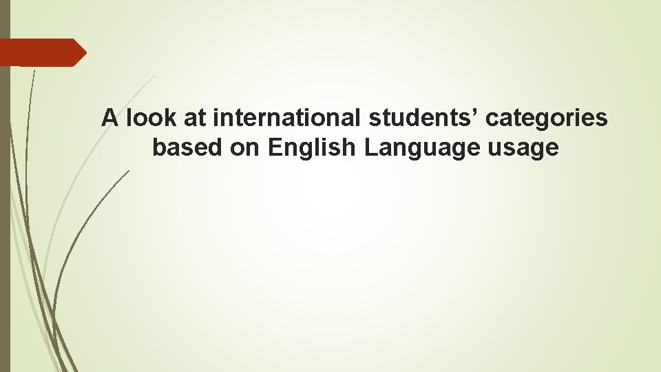 A look at international students’ categories based on English Language usage 