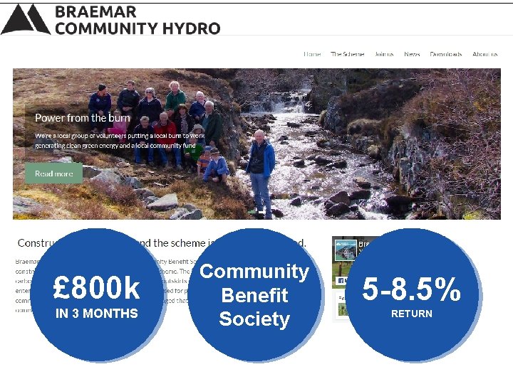 £ 800 k IN 3 MONTHS Community Benefit Society 5 -8. 5% RETURN 