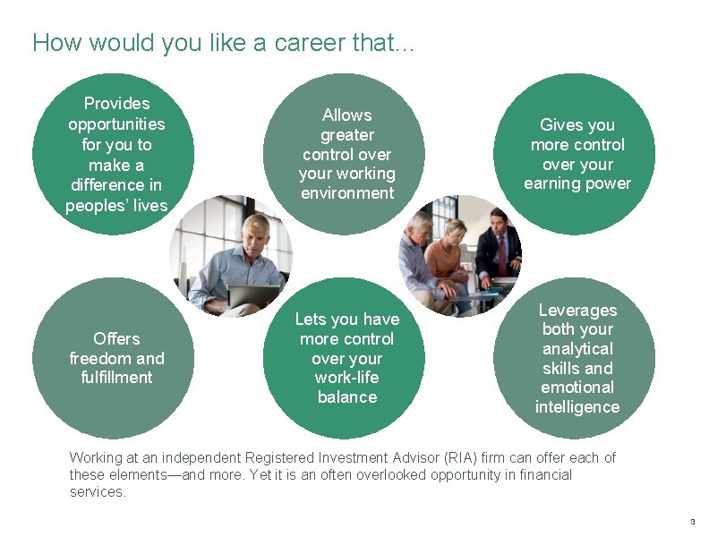 How would you like a career that… Provides opportunities for you to make a