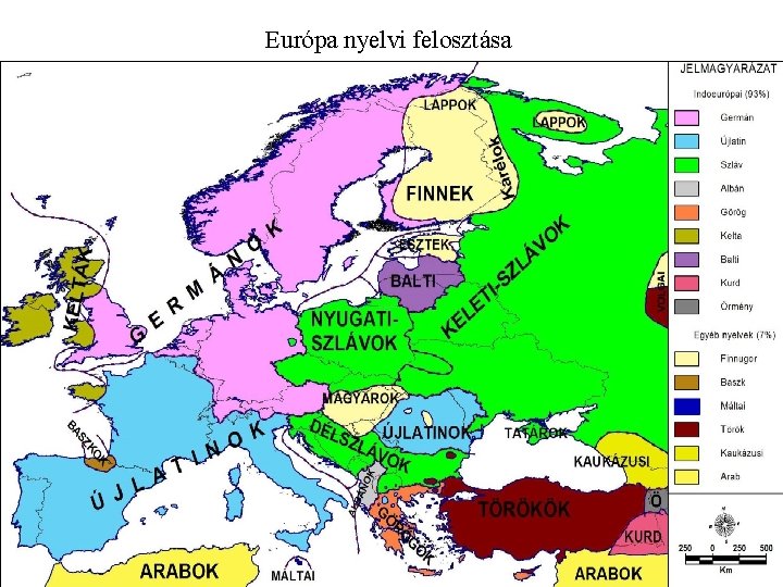 Európa nyelvi felosztása 