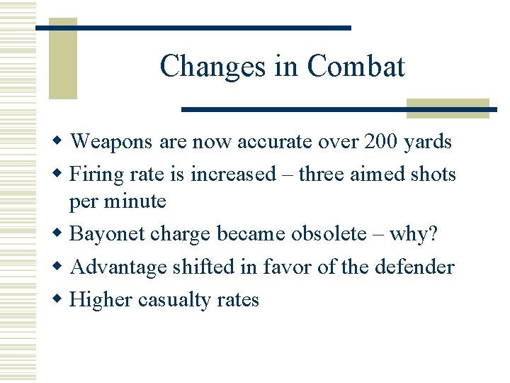 Changes in Combat w Weapons are now accurate over 200 yards w Firing rate