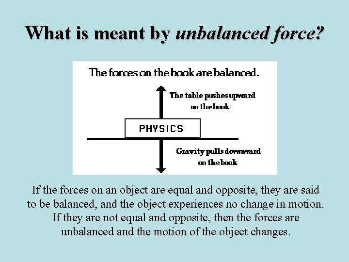 What is meant by unbalanced force? If the forces on an object are equal