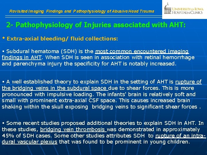Revisited Imaging Findings and Pathophysiology of Abusive Head Trauma 2 - Pathophysiology of Injuries