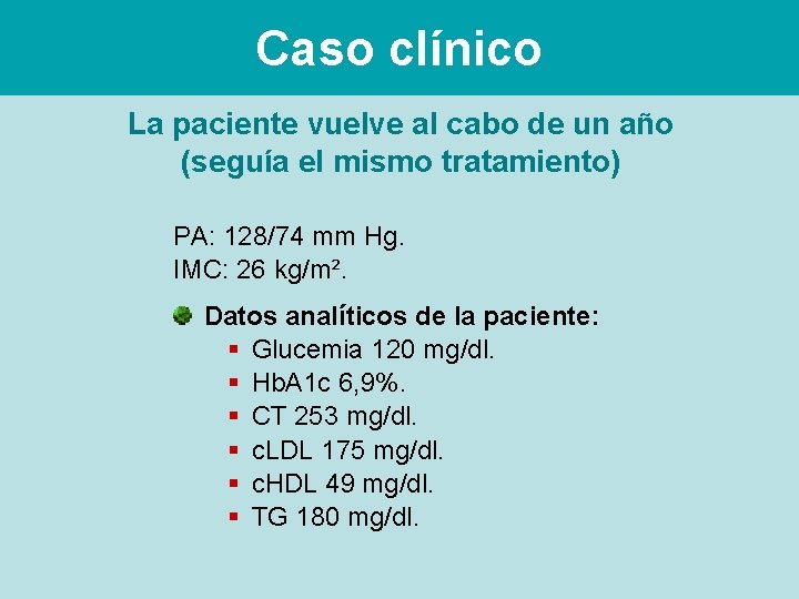 Caso clínico La paciente vuelve al cabo de un año (seguía el mismo tratamiento)