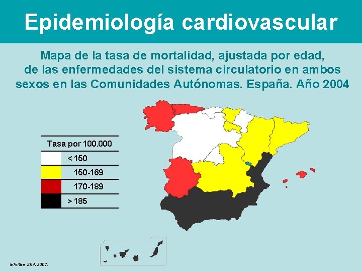 Epidemiología cardiovascular Mapa de la tasa de mortalidad, ajustada por edad, de las enfermedades