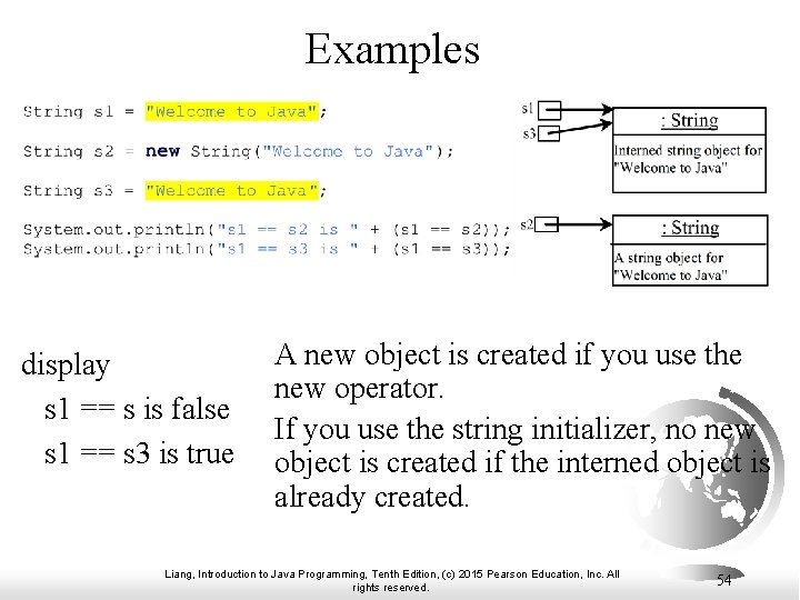 Examples display s 1 == s is false s 1 == s 3 is