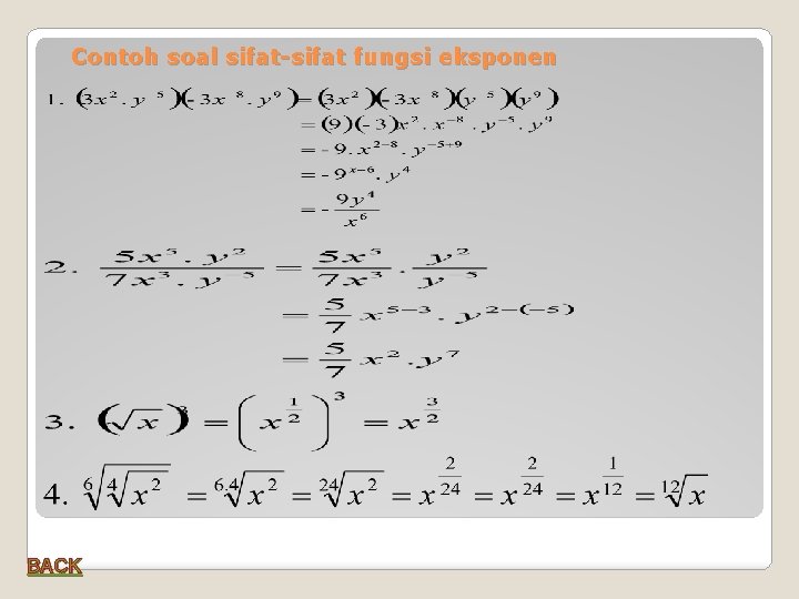 Contoh soal sifat-sifat fungsi eksponen BACK 