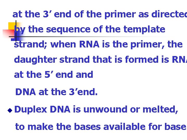 at the 3’ end of the primer as directed by the sequence of the