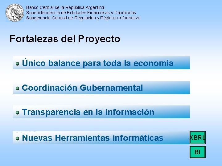 Banco Central de la República Argentina Superintendencia de Entidades Financieras y Cambiarias Subgerencia General