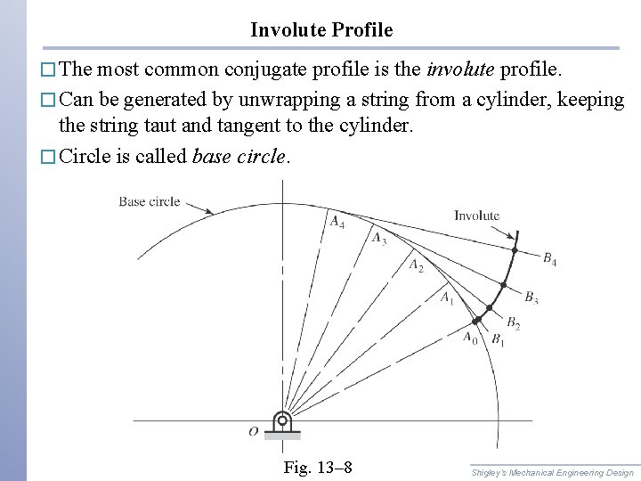 Involute Profile � The most common conjugate profile is the involute profile. � Can