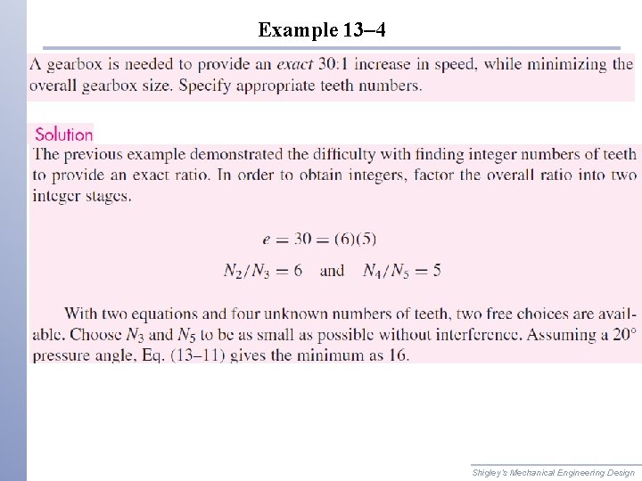 Example 13– 4 Shigley’s Mechanical Engineering Design 