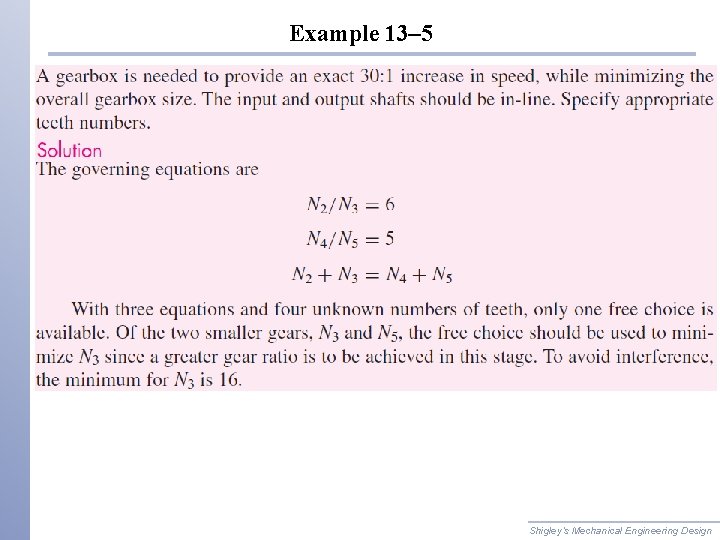 Example 13– 5 Shigley’s Mechanical Engineering Design 