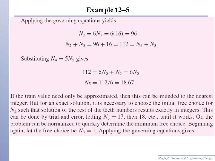 Example 13– 5 Shigley’s Mechanical Engineering Design 