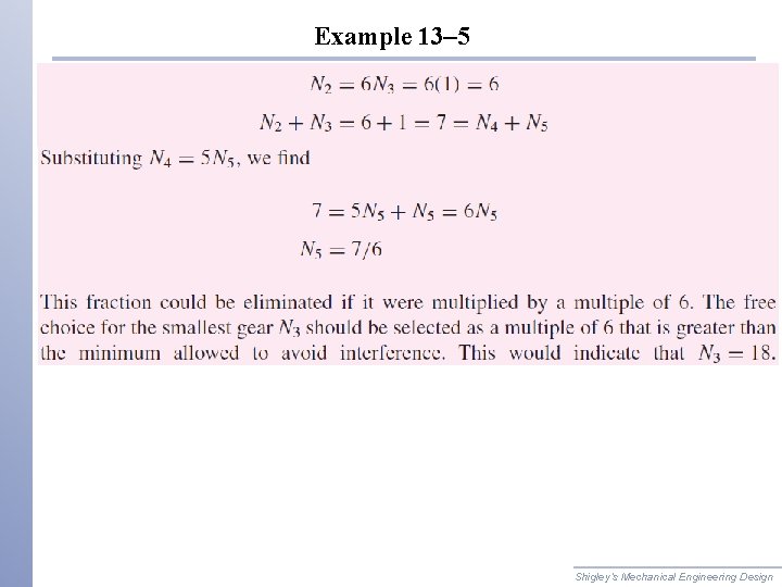 Example 13– 5 Shigley’s Mechanical Engineering Design 