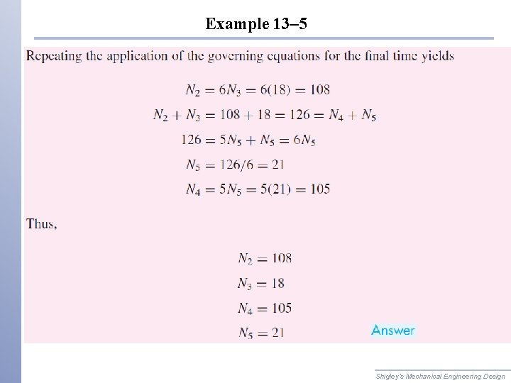 Example 13– 5 Shigley’s Mechanical Engineering Design 