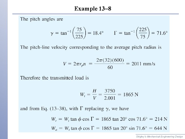 Example 13– 8 Shigley’s Mechanical Engineering Design 