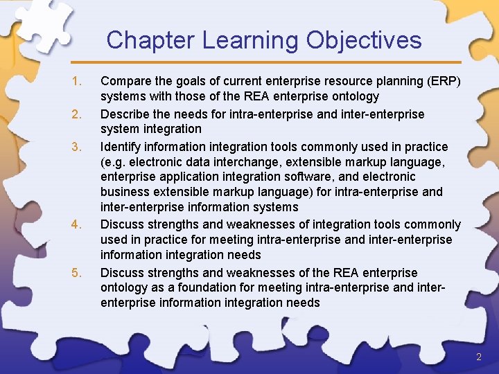 Chapter Learning Objectives 1. 2. 3. 4. 5. Compare the goals of current enterprise